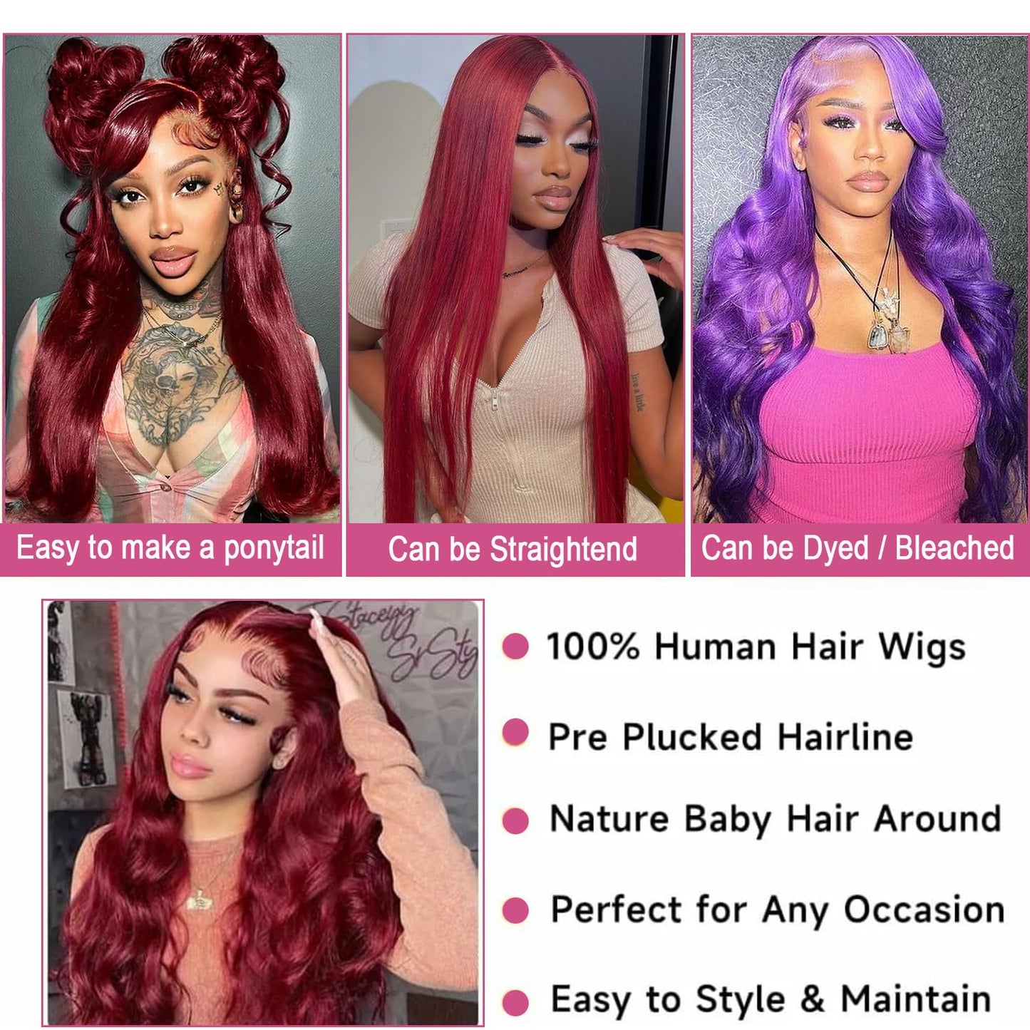 Smabuity 13x6 Body Wave Lace Front Wigs Human Hair Pre Plucked, 180% Density HD Transparent Glueless Lace Frontal Wigs with Baby Hair for Women, 12.2 Inch D