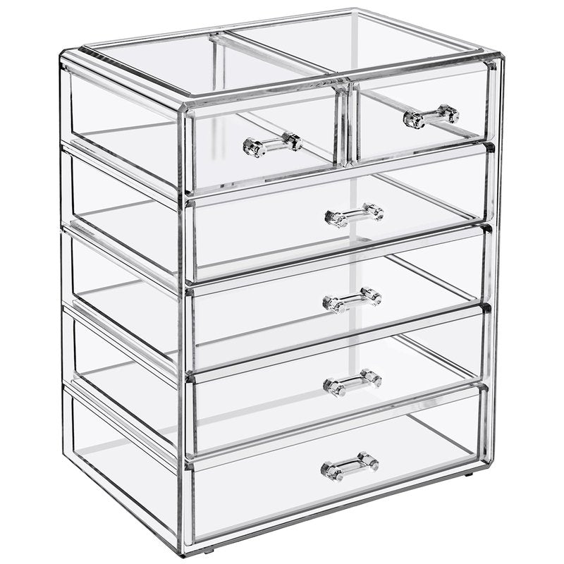 Sorbus Acrylic Makeup Organizer Set, 6-Drawer Vanity & Countertop Cosmetic Storage with Small & Wide Drawers, Clear Makeup Storage for Brushes, Lipsticks, Jewelry – Holiday Gift for Women & Teens