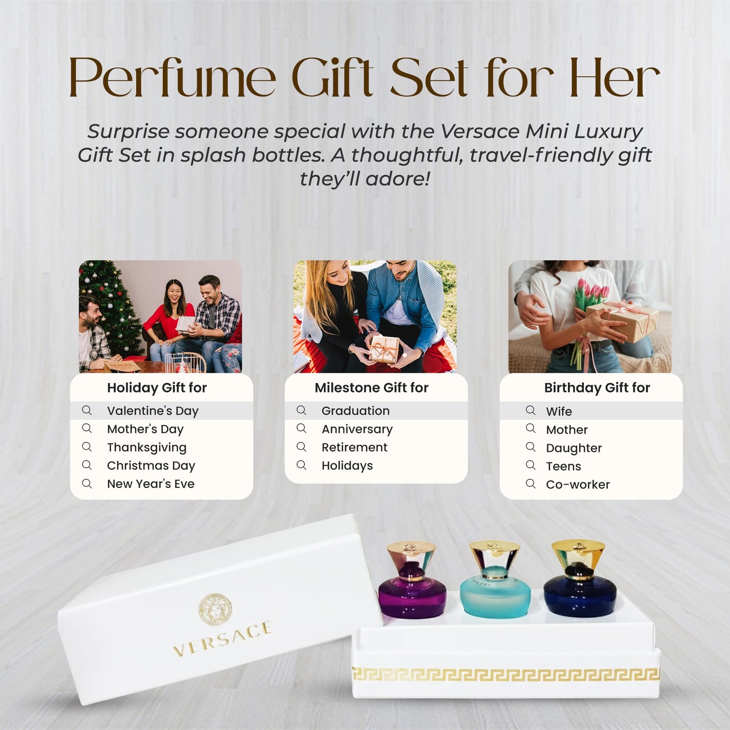 Versace Dylan Perfume for Women Mini Perfume Gift Set - Trio Splashes