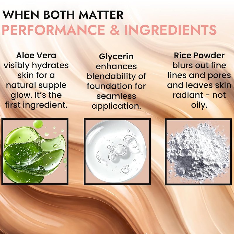 BaeBlu Organic Aloe-Based Liquid Foundation - Natural Vegan Gluten-Free | Latte Shade