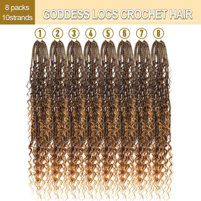 8 Packs Goddess Faux Locs Crochet Hair-30 Inch Boho Soft Locs Crochet Hair for Black Women (T27, 30 Inch(Pack of 8))