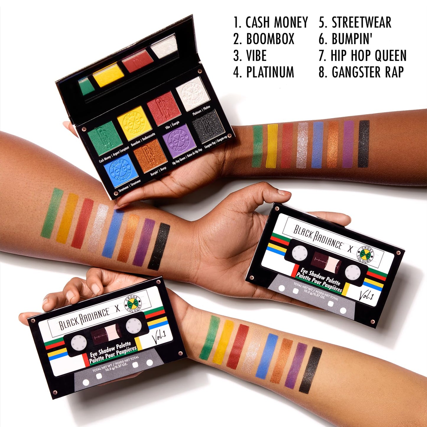 Black Radiance 10-Piece Makeup Set | Bold 90s-Inspired Collection with Vivid Eyeshadows, Lip Colors & Face Essentials