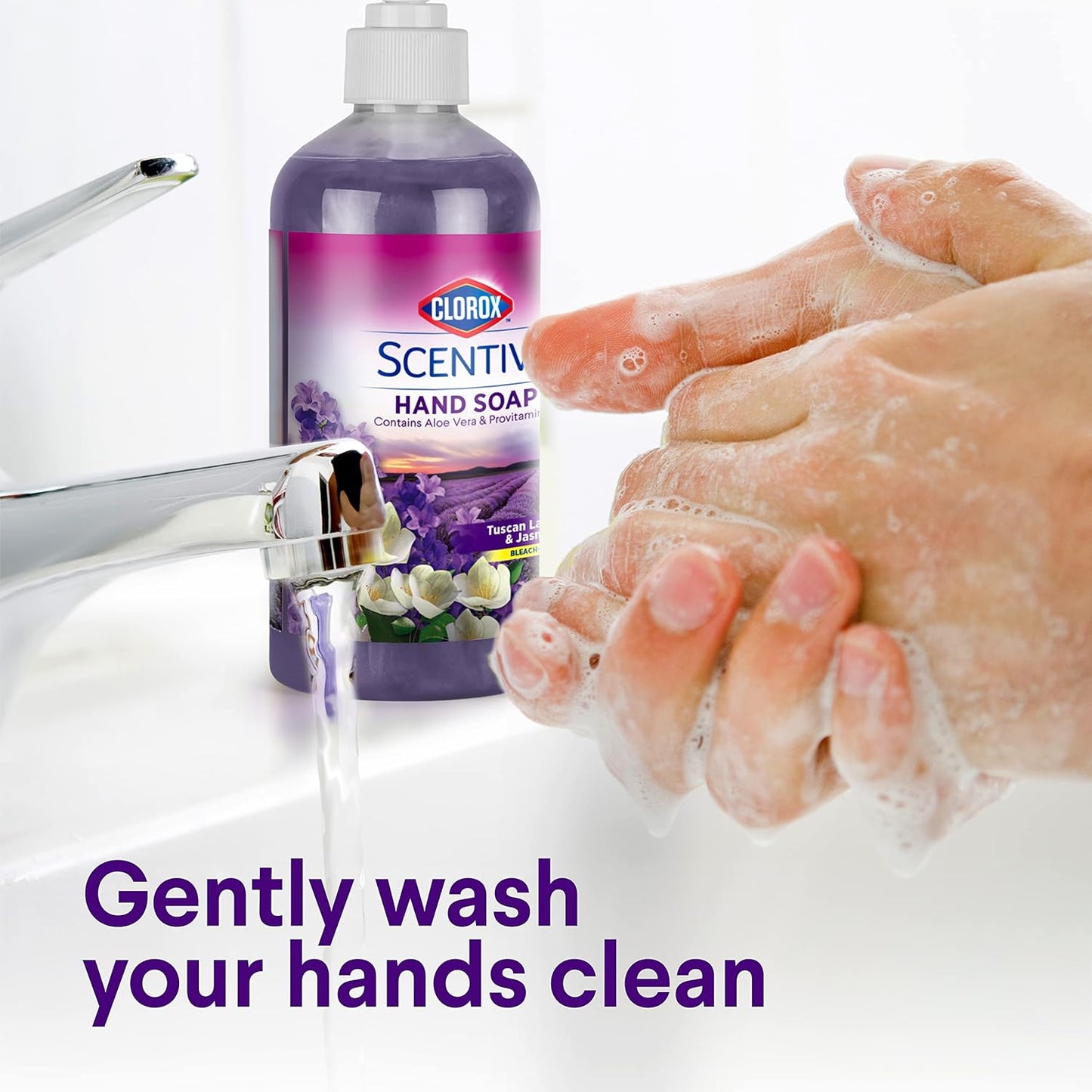 Clorox Scentiva Liquid Hand Soap - Aloe Vera & Vitamin B5, Tuscan Lavender & Jasmine | 14 oz, Pack of 4