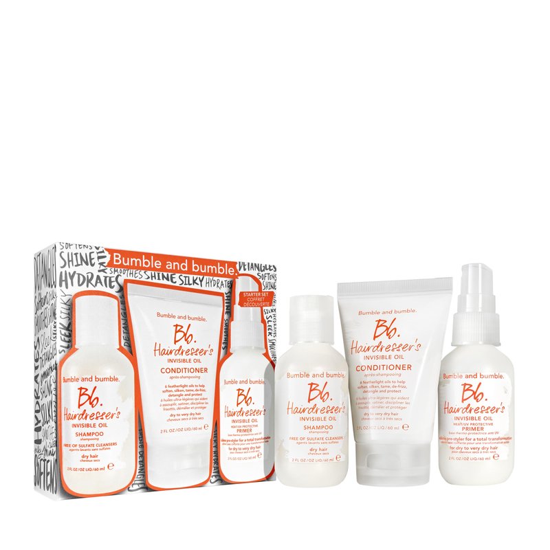 Bumble and bumble. Hairdresser's Invisible Oil Travel-Size Hair Set for Hydration + Frizz Reduction | Shampoo, Conditioner + Hair Primer | 3-Piece Set | Travel Size