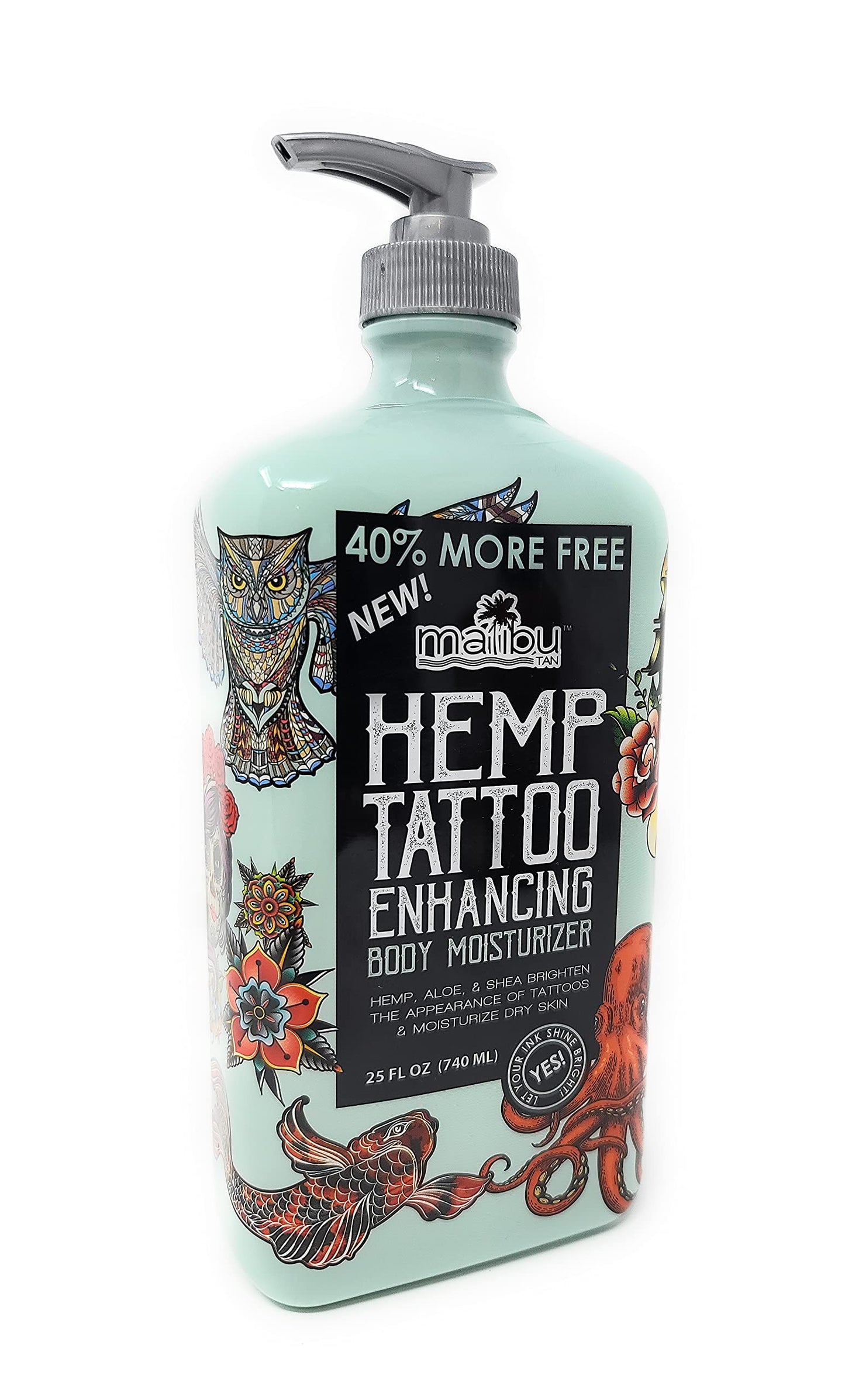 Bundle Of Malibu Moisturizer 40% More Free: Malibu Hemp Tattoo Enhancing Body Moisturizer 25 FL OZ & Malibu Hemp Golden Glow 25.4 FL OZ