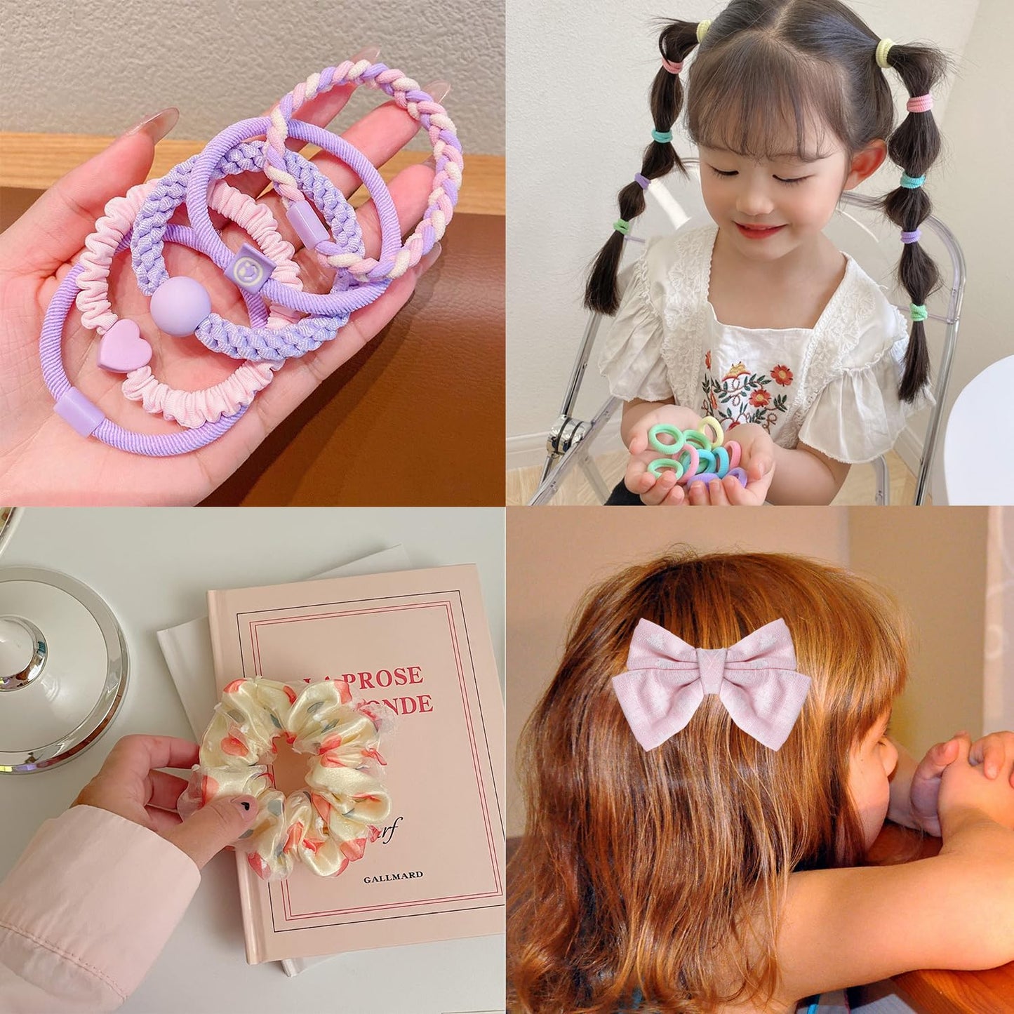 Qopoto Hair Accessories Kit for Girls - Gift Set with Hair Clips, Barrettes, Ties, Bows - Ages 4-15 (Colorful Case)