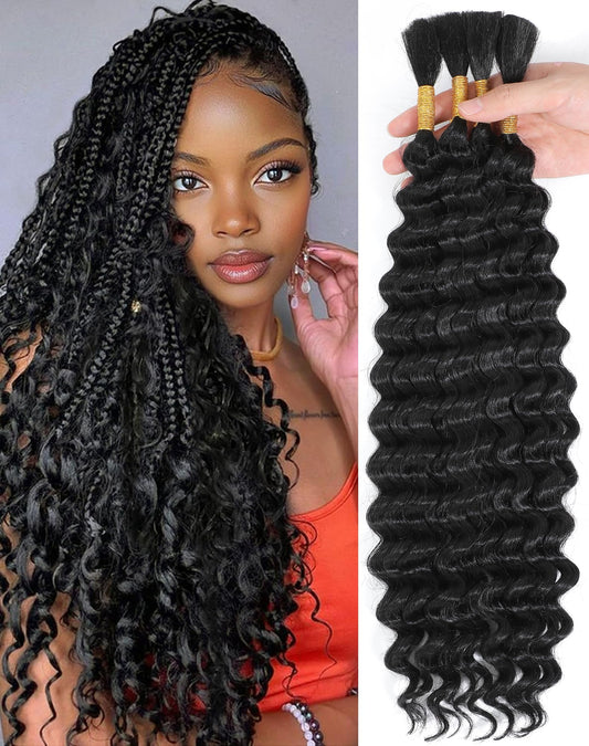 Human Braiding Hair For Boho Braids 110g Curly Boho Hair For Braiding Knotless 12A 100% Unprocessed Brazilian Virgin Hair Extensions Bulk Bohemian 4 Bundles/Pack Natural Color 20Inch