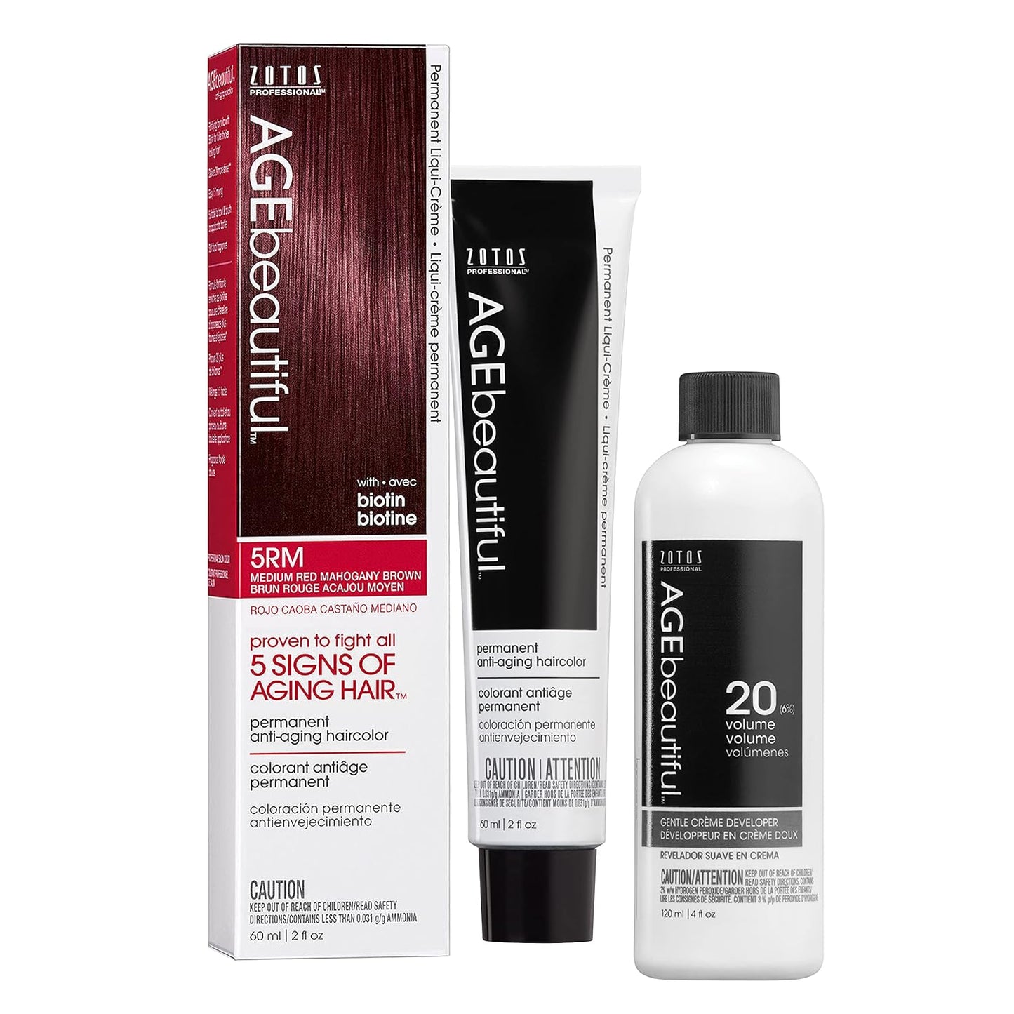 AGE Beautiful Permanent Hair Color Cream - 100% Gray Coverage, Anti-Aging Biotin Formula for Thicker, Fuller Hair | Professional Salon Quality
