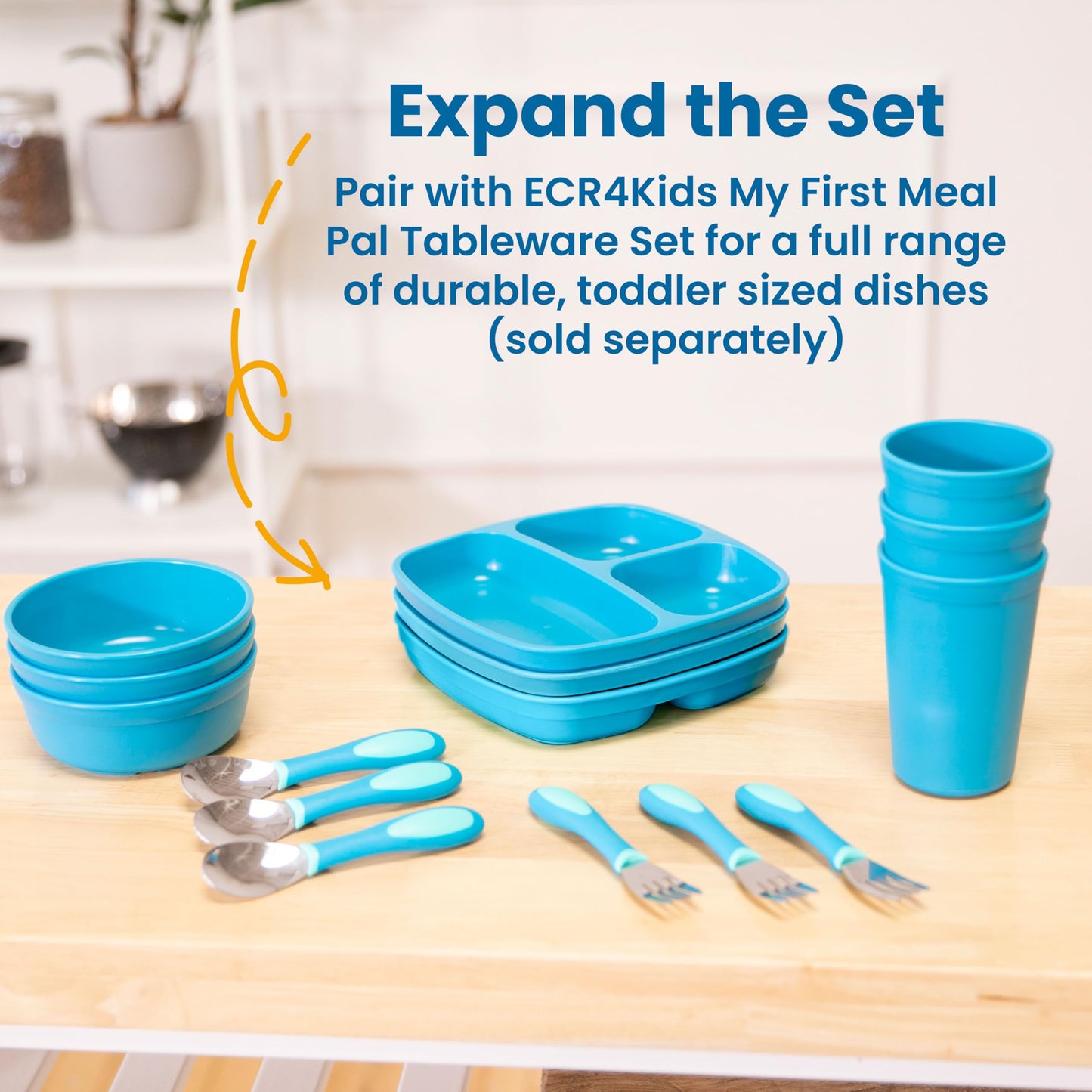 ECR4Kids My First Meal Pal Stainless Steel Forks, Toddler Silverware, White, Light Grey, 3-Pack