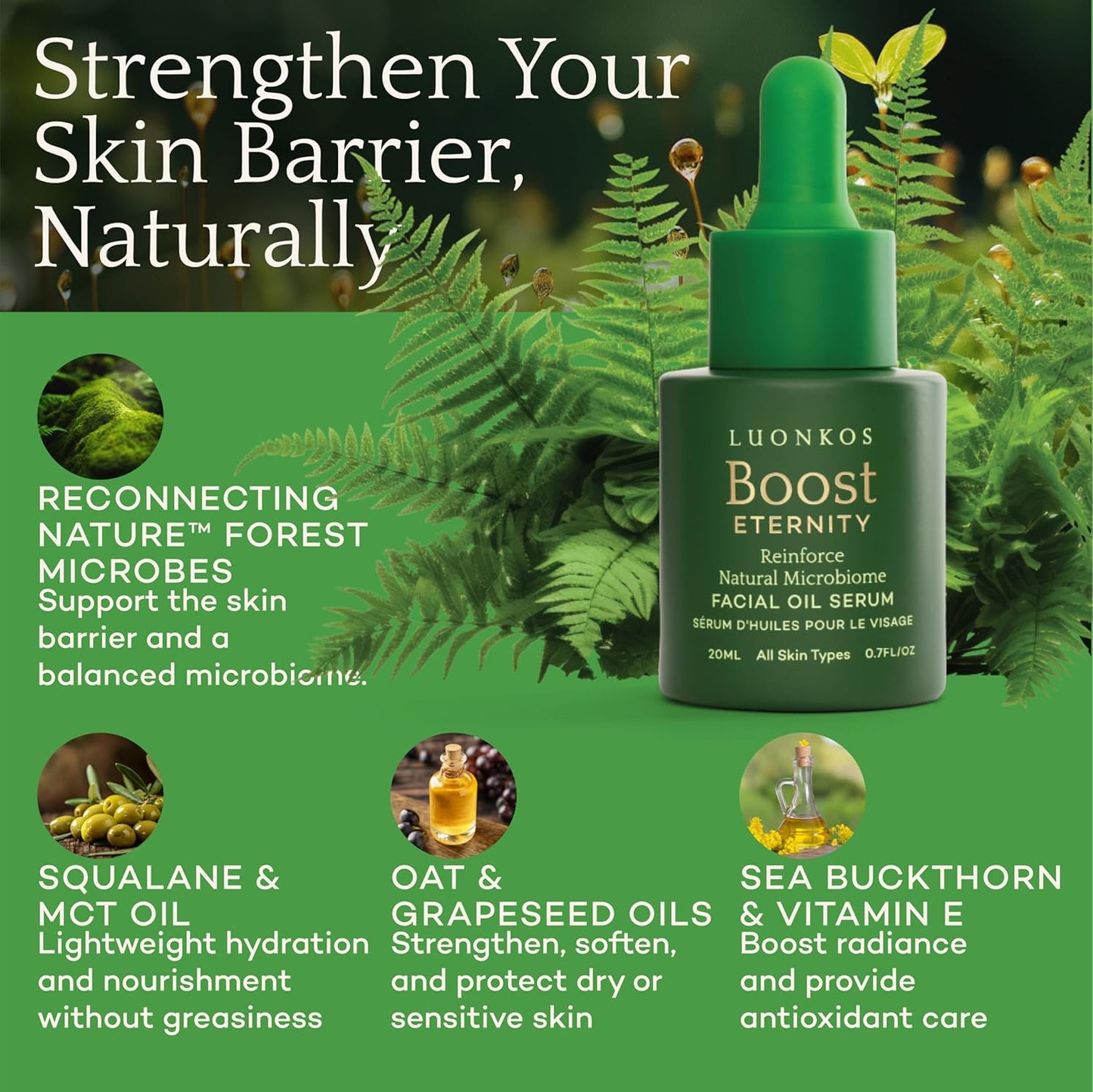 Eternity Facial Serum - Oil-Based Vitamin C Alternative for Women | Non-Greasy with Squalane, Sea Buckthorn & Nordic Microbes - 20ml