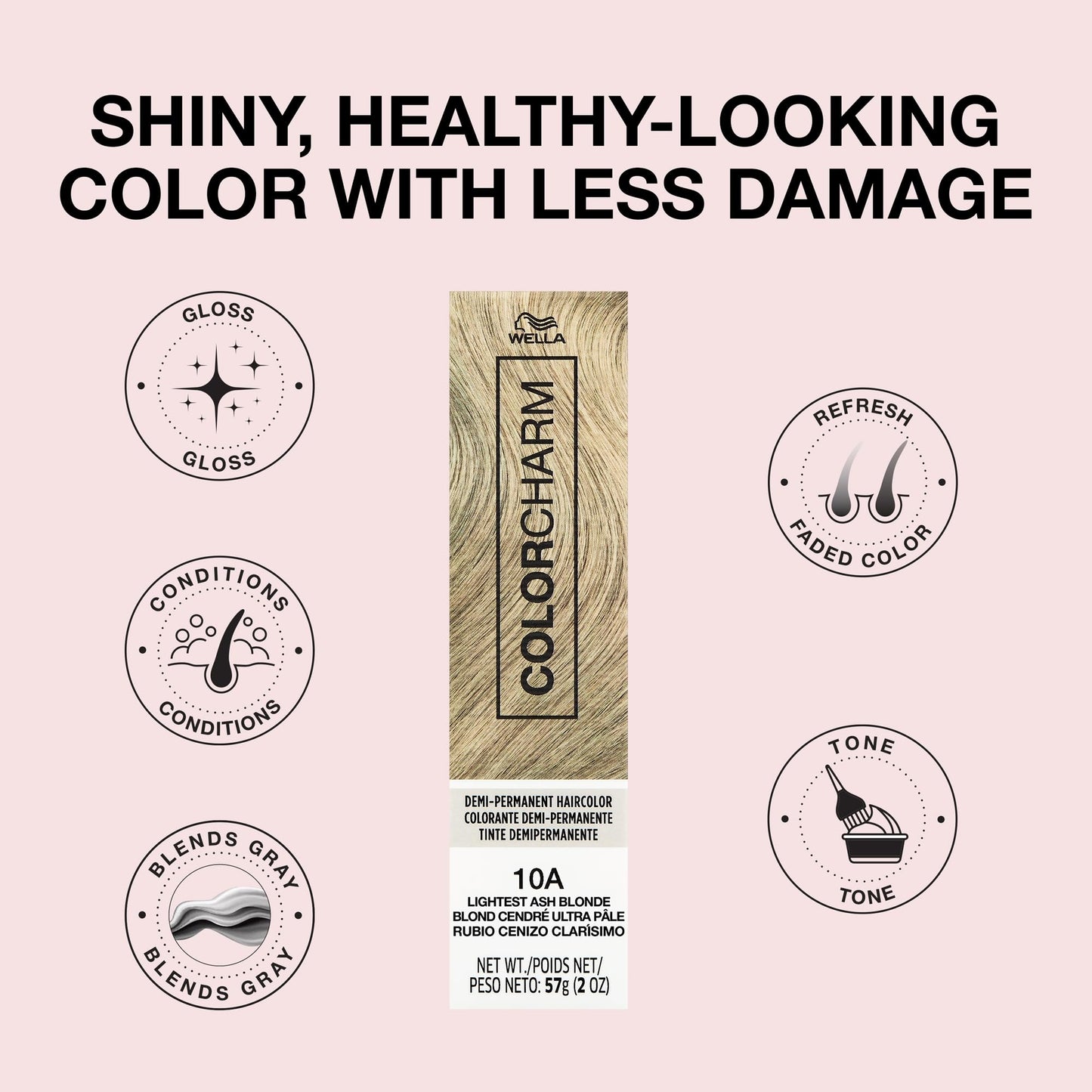 COLORCHARM Demi Permanent Hair Color 10A Lightest Ash Blonde Gloss, Refresh & Tone 2 Fl Oz
