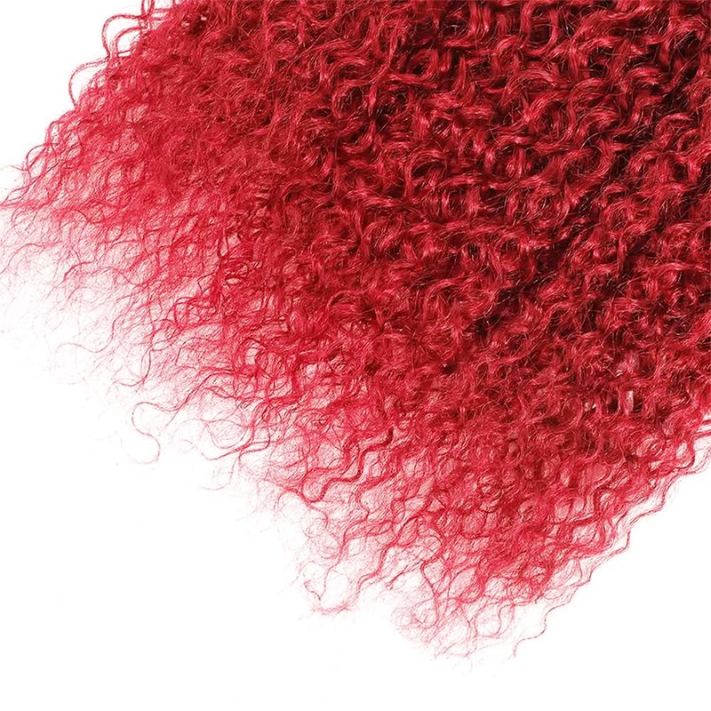 Red Curly Human Hair Bundles 32 Inch Kinky Curly Single Bundle Human Hair Light Red Color Unprocessed Native Virgin Hair 100g Total Double Weft Human Hair Extensions for Women