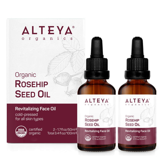 Alteya Rosehip Seed Oil USDA Certified Organic Face Oil, 2x1.7 Fl Oz Glass