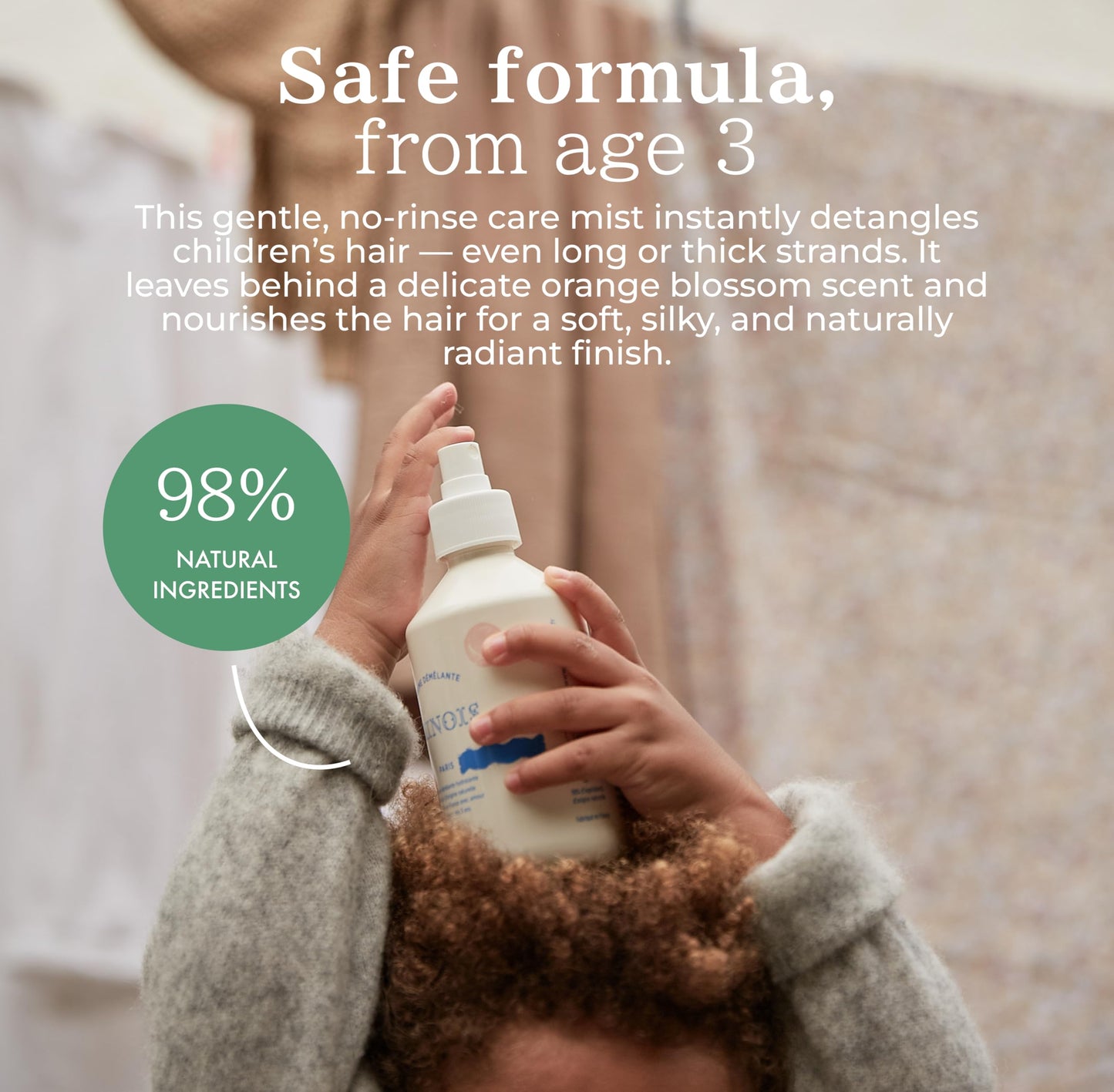 MINOIS PARIS Detangling Mist 10.14 fl | Leave-in No-Rinse Hair Spray for Kids & Adults | 98% Natural Ingredients, Made in France, Orange Blossom & Aloe Vera