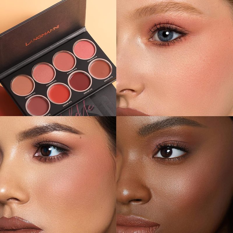 Blush Makeup Palette - 8 Color Matte & Shimmer Blush and Highlighter Set | Mineral Contour Makeup