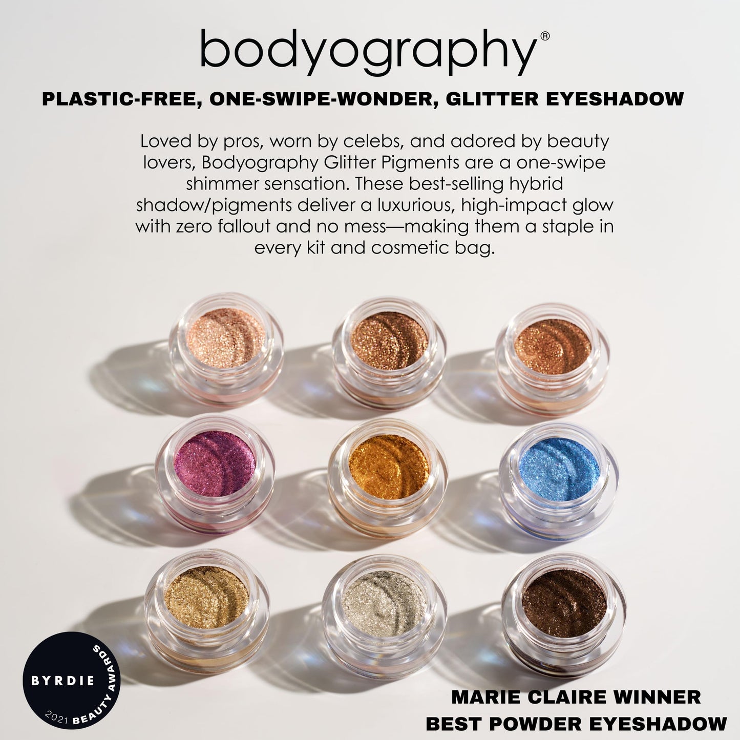Bodyography Glitter Pigment Eye Shadow | Long Wear Shimmer Eyeshadow | Vegan, Talc & Paraben Free | Cream Powder Formula | Get Down (Rosy Purple)