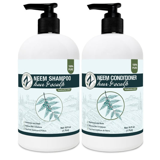 Zatural Natural Neem Shampoo & Conditioner Kit, Health Soothing & Healing For Sensative Scalp & Hair Nourish & Repair (16oz Shampoo & 16oz Conditioner)