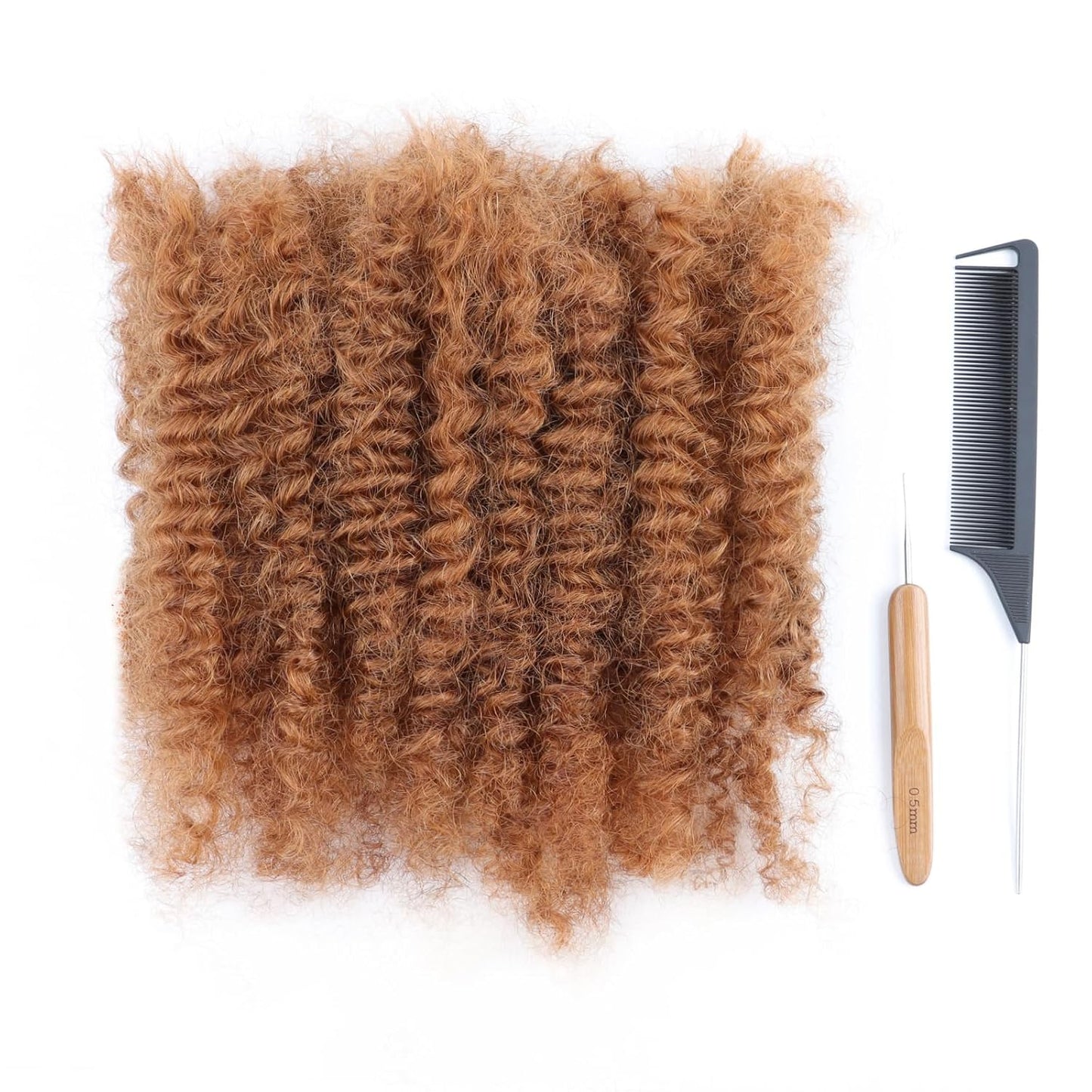 Brown Afro Kinky Bulk Human Hair - 16 Inch 50g for Micro Locs & Mini Kinky Twist Braids | Dreadlock Extensions, Can Be Dyed