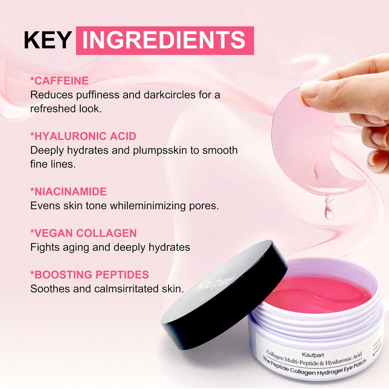 Pink Hydrogel Eye Patch for Puffy Eyes and Dark Circles, Under Eye Mask, 60 Under Eye Patches,Undereye Hydrating & Cooling, Suitable For All Skin Types -A