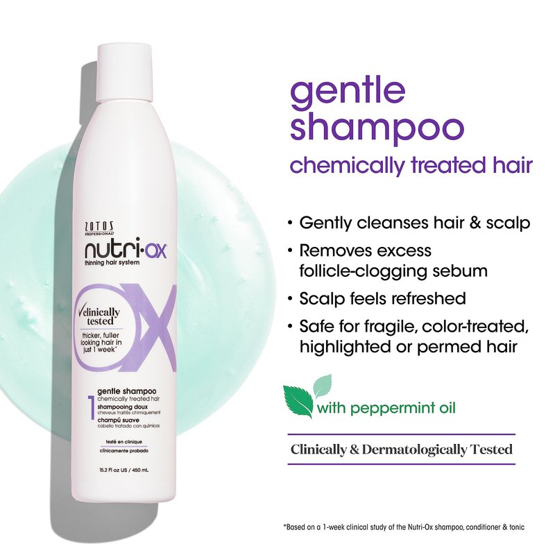 NUTRI-OX Gentle Shampoo & Conditioner | Thicker, Fuller-Looking Hair | Color Treated Hair | Peppermint | Clinically & Dermatologically Tested | 15.2 Fl Oz