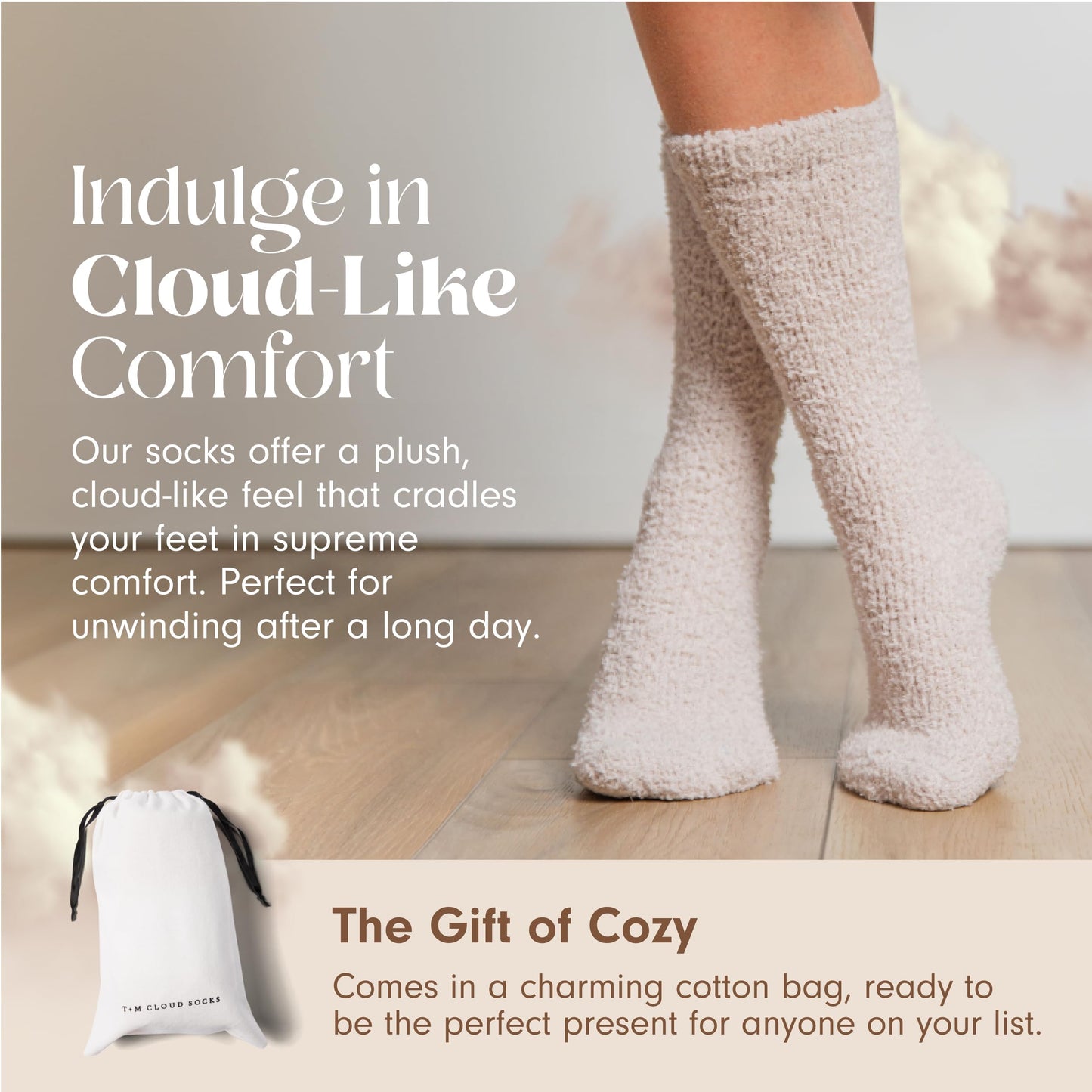 Unboxme Gifts Warm & Cozy Ultra-Luxe Cloud Socks for Women & Men - Super Soft Luxurious Sleep Socks, Thoughtful Gifts for Mom & Her