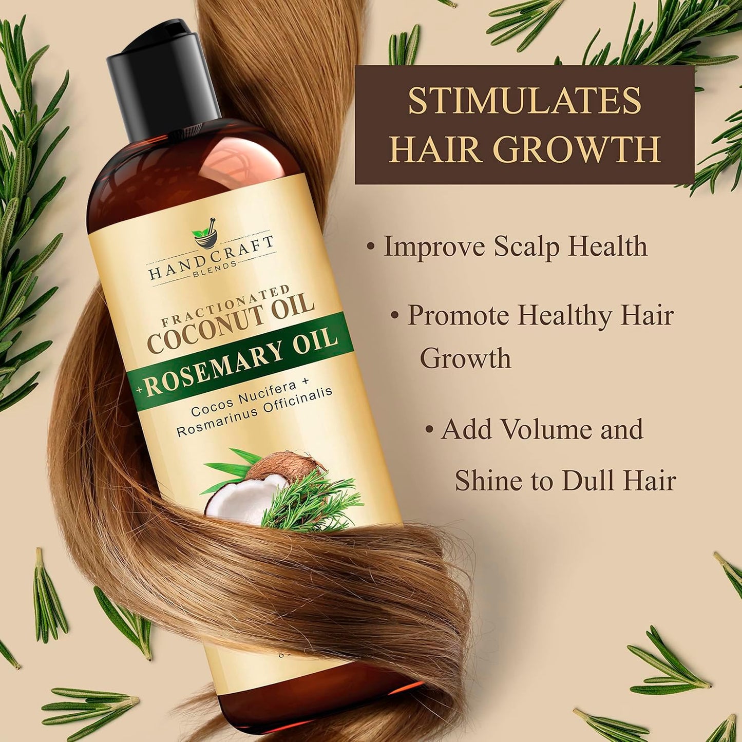 Handcraft Blends Fractionated Coconut Oil - 8 Fl Oz - 100% Pure and Natural - Premium Grade Carrier Oil for Skin and Hair - Hair and Body - Massage