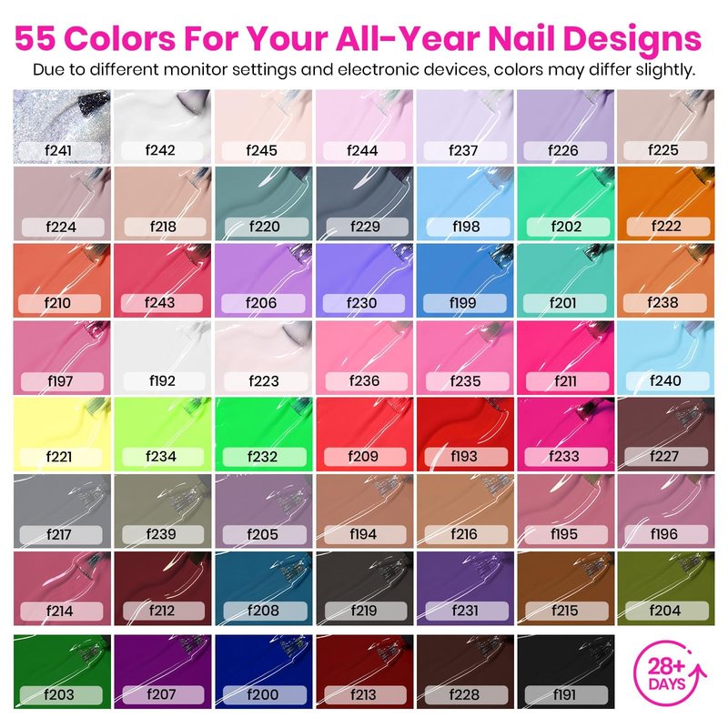 Beetles Gel Nail Polish Kit with U V Light, 55 Colors Gel Polish 81 Pcs Nail Stuff Kit for All Seasons with Base and Matte&Glossy Top Coat Color Enchantment Plus Soak Off Gifts for Women
