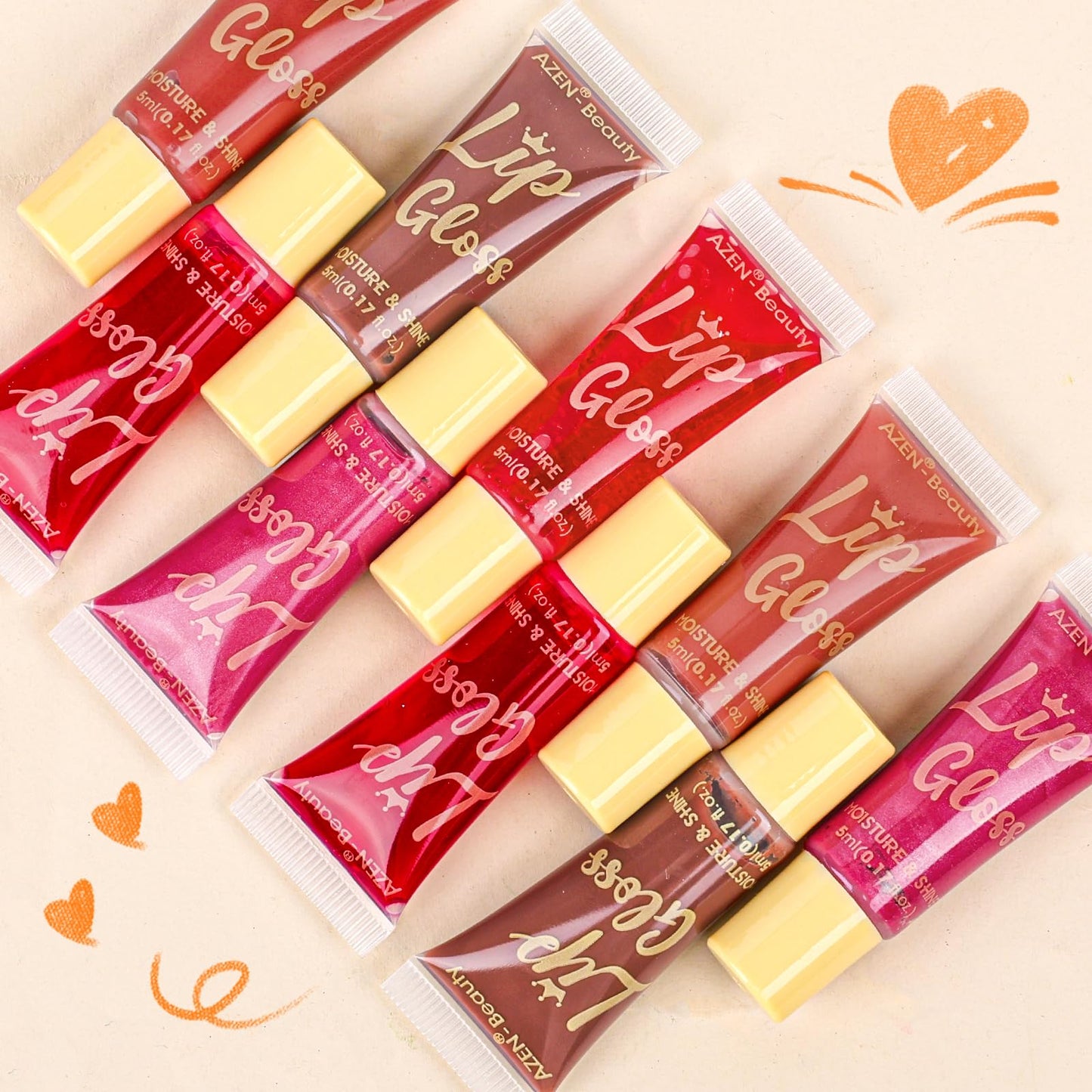 AZEN 60 Pack Lip Gloss Set, Color Lip Oil for Dry Cracked Lips Moisturizing Hydrating Nourishing with Vitamin E, Mothers Day Gifts for Women