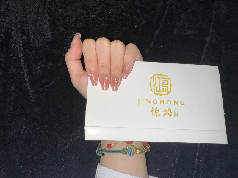 JINGHONG handmade nails,press on nails, transparent shining,Sparkly Shiny French nails,Ideal for Wedding Gift,Holiday,Reusable 10Pcs,False Nails Manicure Kits for Women,SIZE-S