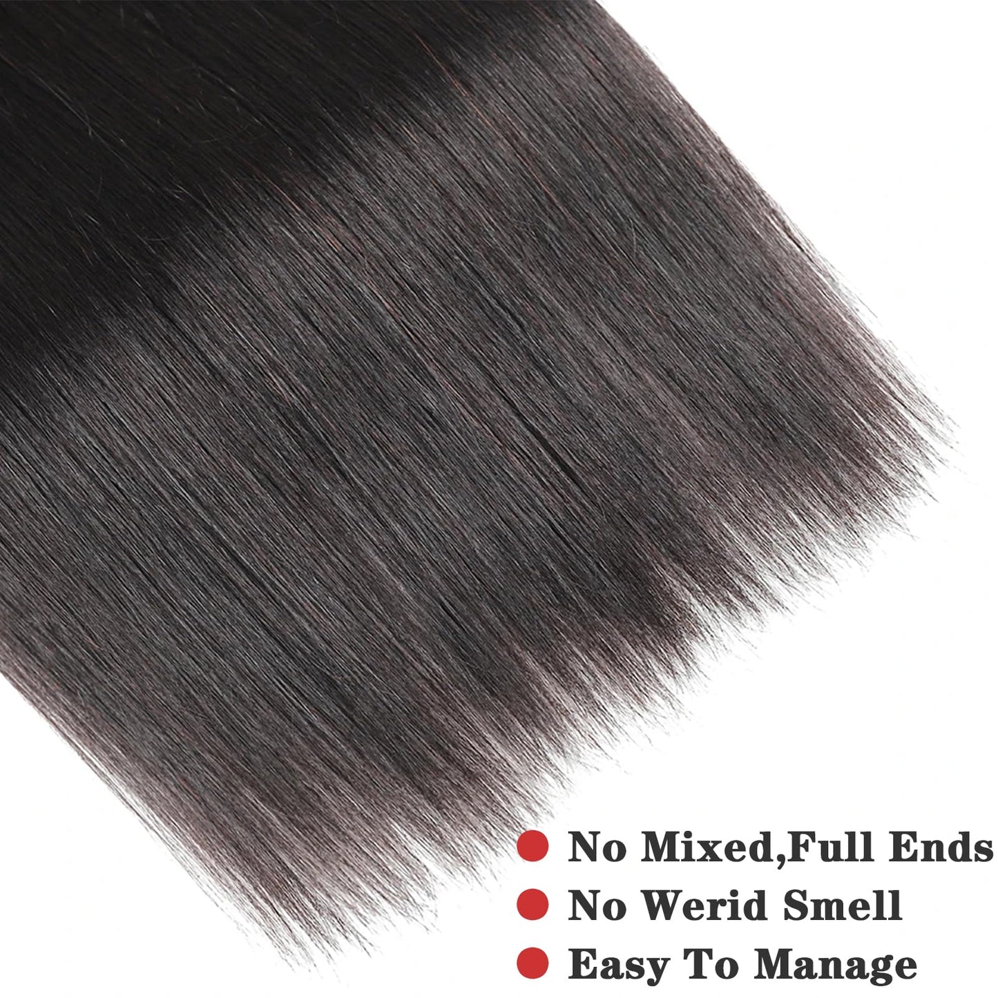 NROOEAY Straight Bundles Human Hair 20 inch 100% Unprocessed Brazilian Straight Hair Bundles 12A Remy Virgin Retain the Intact Cuticle, Long Lifespan