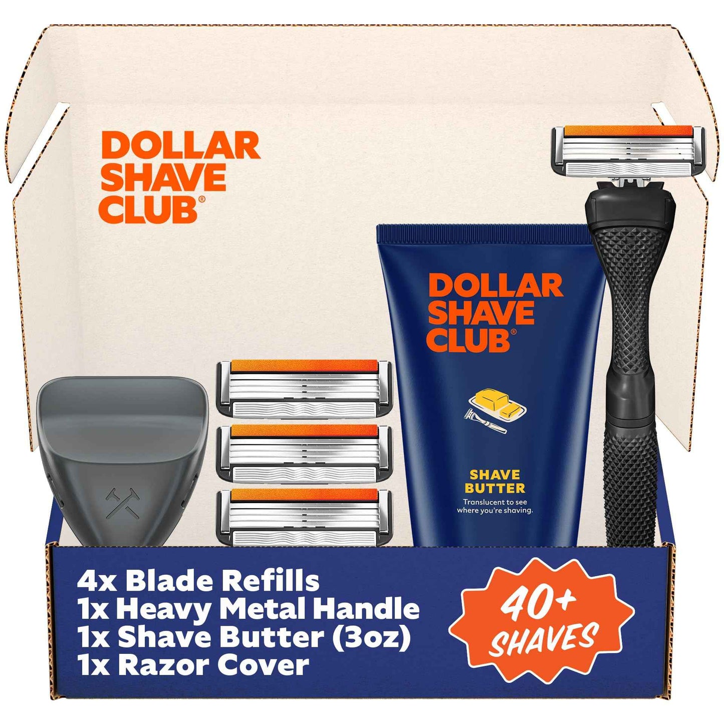 Dollar Shave Club | The Member Exclusive Shave Set | 4 Swift Rinse Refill Cartridges, 1 Handle (Black), 1 Shave Butter 3 ounce, 1 Razor Cover, Razors for Men