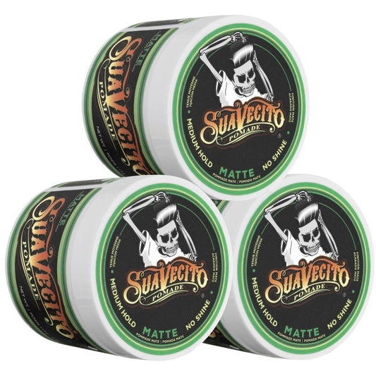 Suavecito Pomade Matte (Shine-Free) Formula 4 oz, 3 Pack - Medium Hold Hair Pomade For Men - Low Shine Matte Hair Paste For Natural Texture Hairstyles