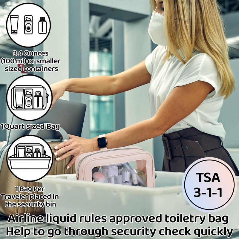 8 Pcs TSA Approved Toiletry Bags Clear Toiletry Bag Diaper Bag Organizer Pouch Set PVC Makeup Pouch with Zipper Waterproof Clear Cosmetic Storage for Travel Purse Organizer Women Men Mothers Day Gifts