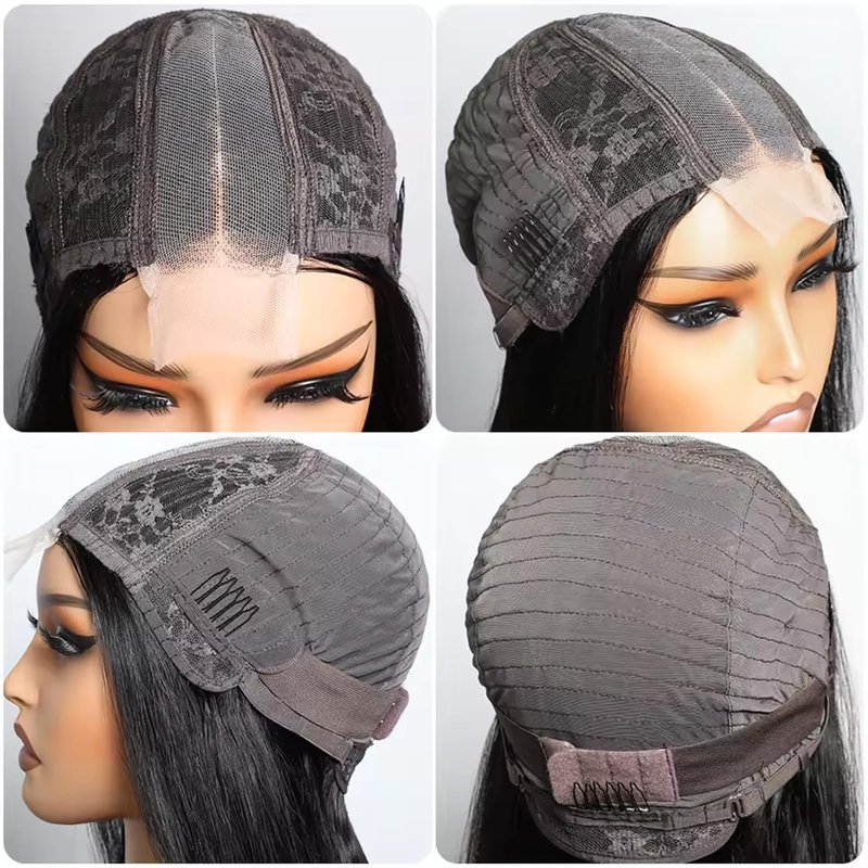 Eubeauty 2 by 6 Kim K Glueless Wigs Human Hair Pre Plucked Easy Cut Middle Part Preference Human Hair wig 180% Wear and Go Wigs for Black Women (2×6 black, 12 inch)
