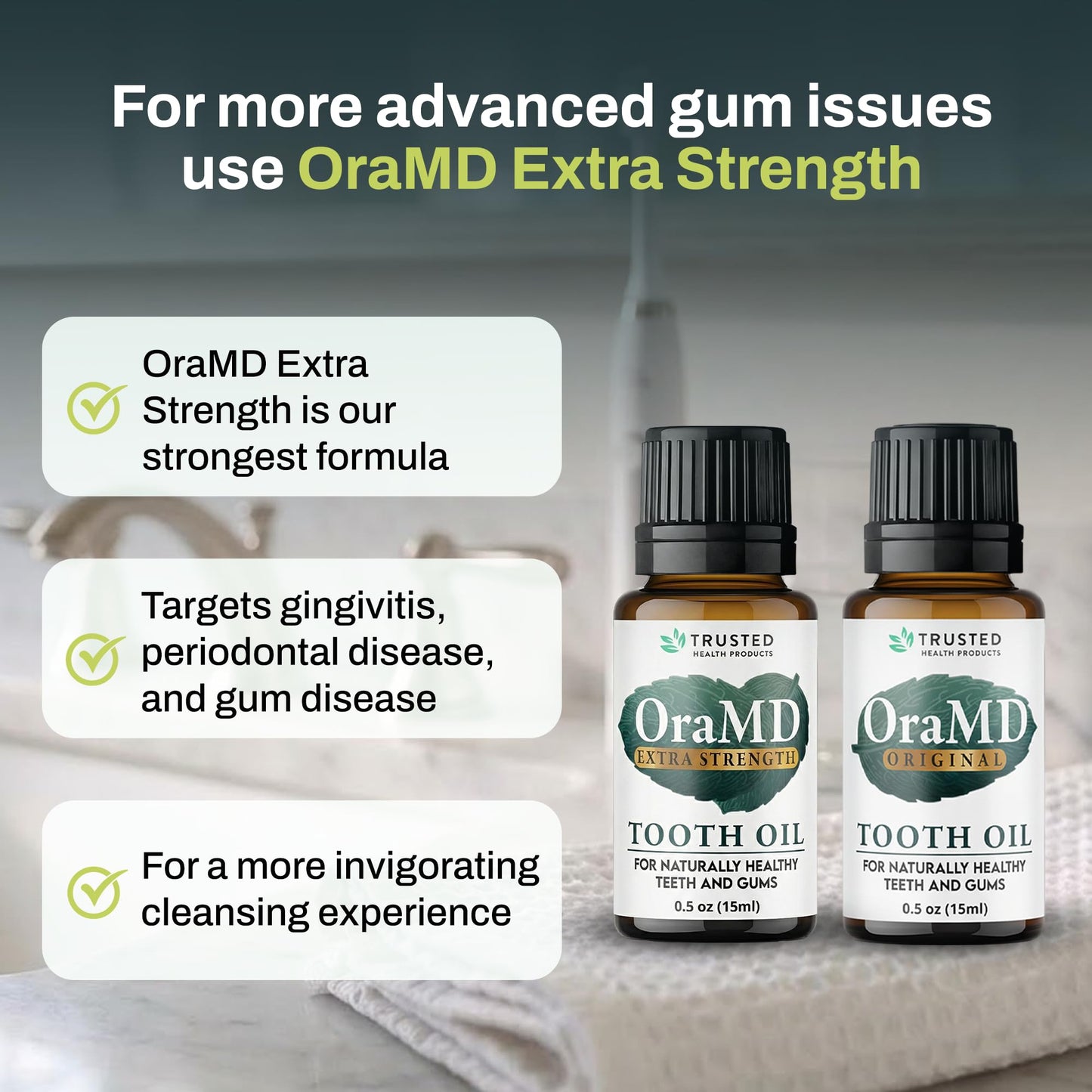 OraMD 4-in-1 Original Strength Tooth Oil- Clinically Tested Gum Disease Treatment, Gingivitis Treatment, Periodontal Disease Treatment, Sensitive Teeth and Gums - All-Natural Solution (1-Pack)
