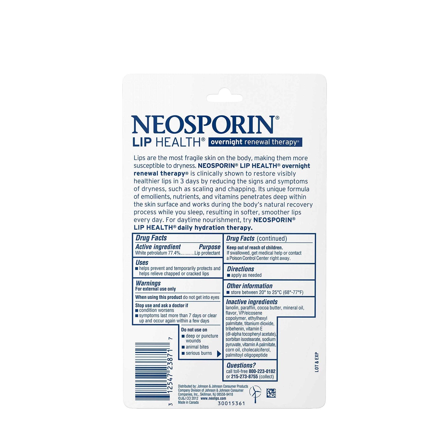 Neosporin Lip Health Overnight Renewal Therapy 0.27 oz (Pack of 3)
