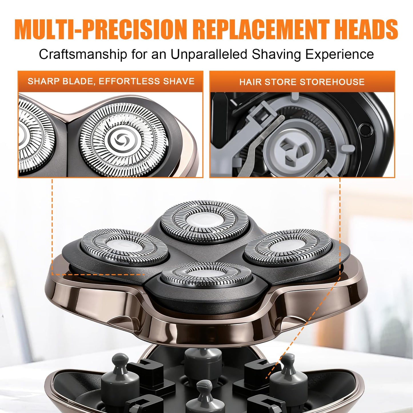 Replacement Blade Shaver PRO 4 Head for Electric Shaver Compatible with Skull Pitbull, Butterfly Kiss PRO & Palm Shavers with 3 Cleaning Brush (3Pack)