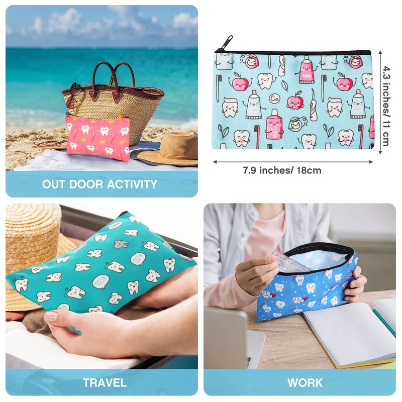 Potchen 20 Pieces Dental Cosmetic Teeth Makeup Bags Nurse Gift Bag Dental Assistant Accessories Travel Cute Pouch Organizer for Dentist Women Nurses Day Graduation Birthday