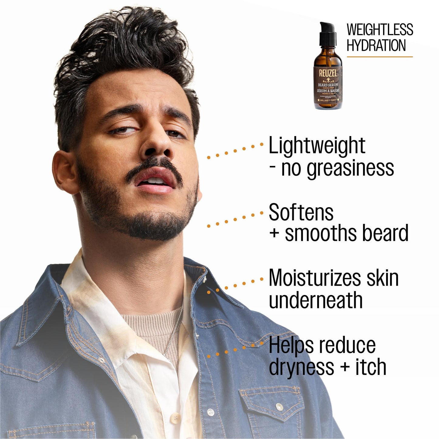 REUZEL Clean & Fresh Beard Serum, Hydrating, Non-Comedogenic, Natural, Non-Greasy Finish, Light Citrus Mint Scent, For All Skin Types, 2 oz