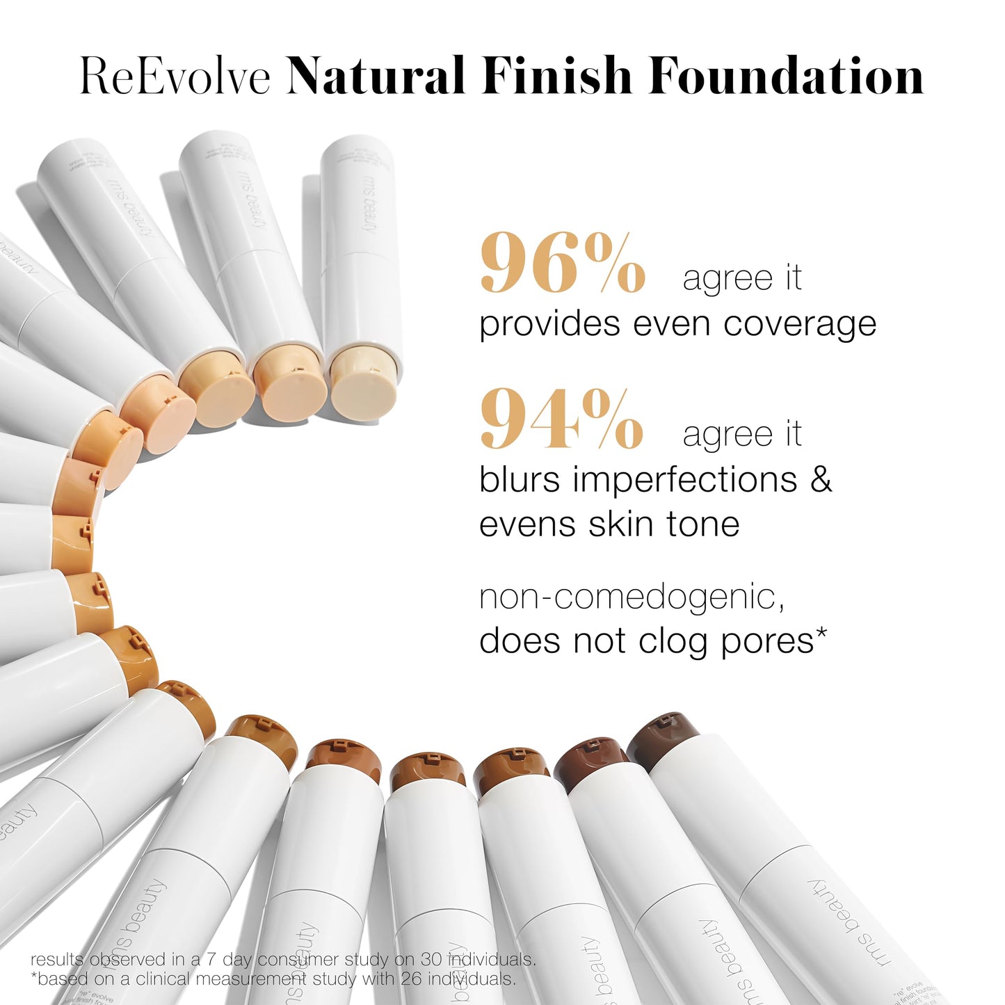 RMS Beauty ReEvolve Natural Finish Liquid Foundation - Medium Coverage Silicone-Free Skin Tint Foundation for Mature Skin - Hydrating & Firming - 1oz