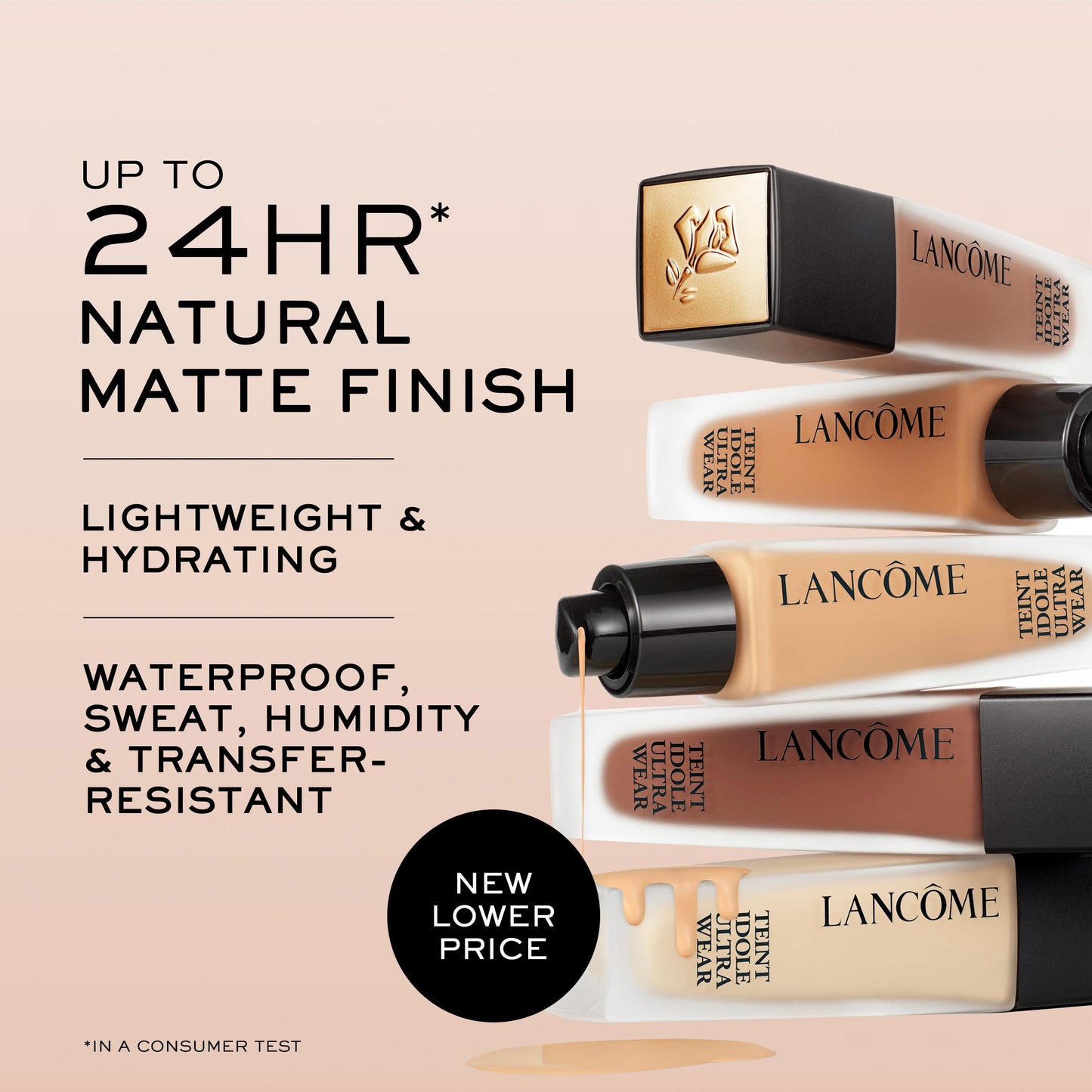 Lancôme Teint Idole Ultra Wear Natural Matte Foundation- Longwear, Medium-Full Coverage, Natural Finish, Waterproof & Hydrating - 505N (Deep Skin with Neutral/Deep Peachy Undertones), 1 Fl Oz