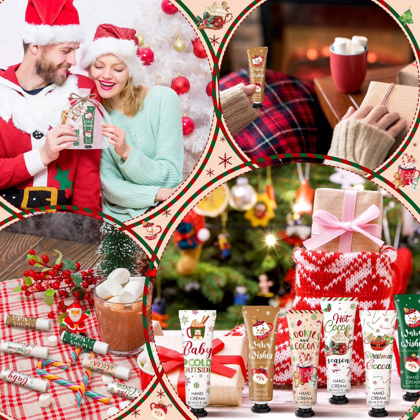 Demissle Christmas Hot Cocoa Party Favors Hand Cream Lip Balm Gifts
