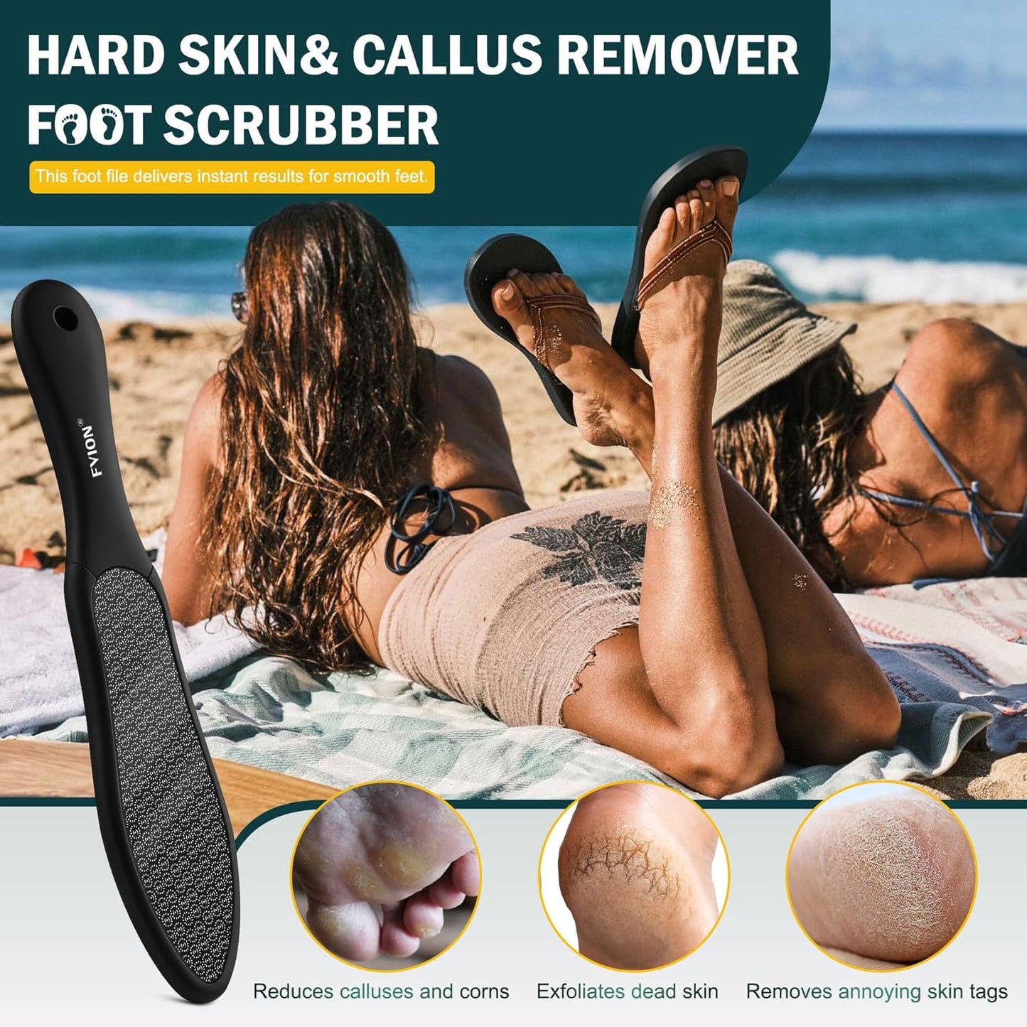 Double-Sided Nano Glass Foot File - Effective Callus Remover for Cracked Heels & Dry Skin | Black