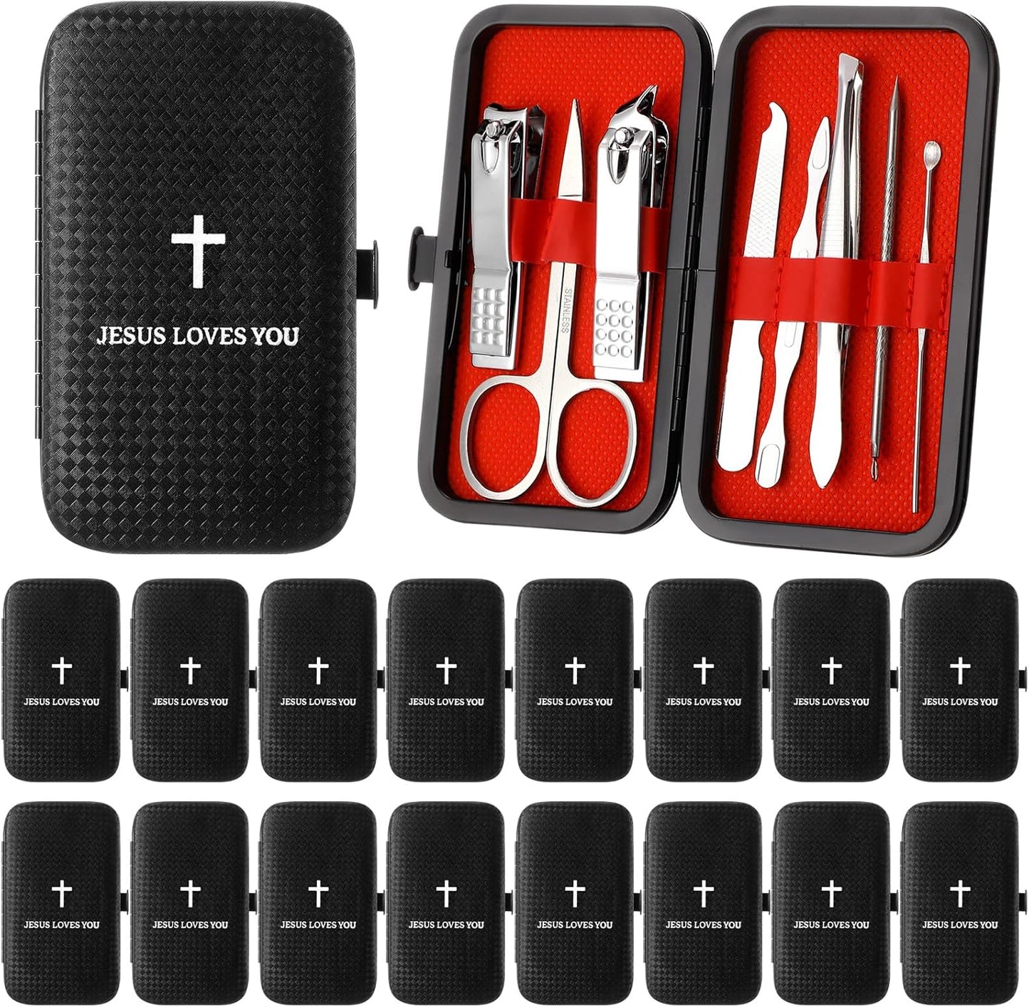 Father's Day Christian Nail Clipper Set - 8-in-1 Manicure & Pedicure Kit for Men | Leather Case Included