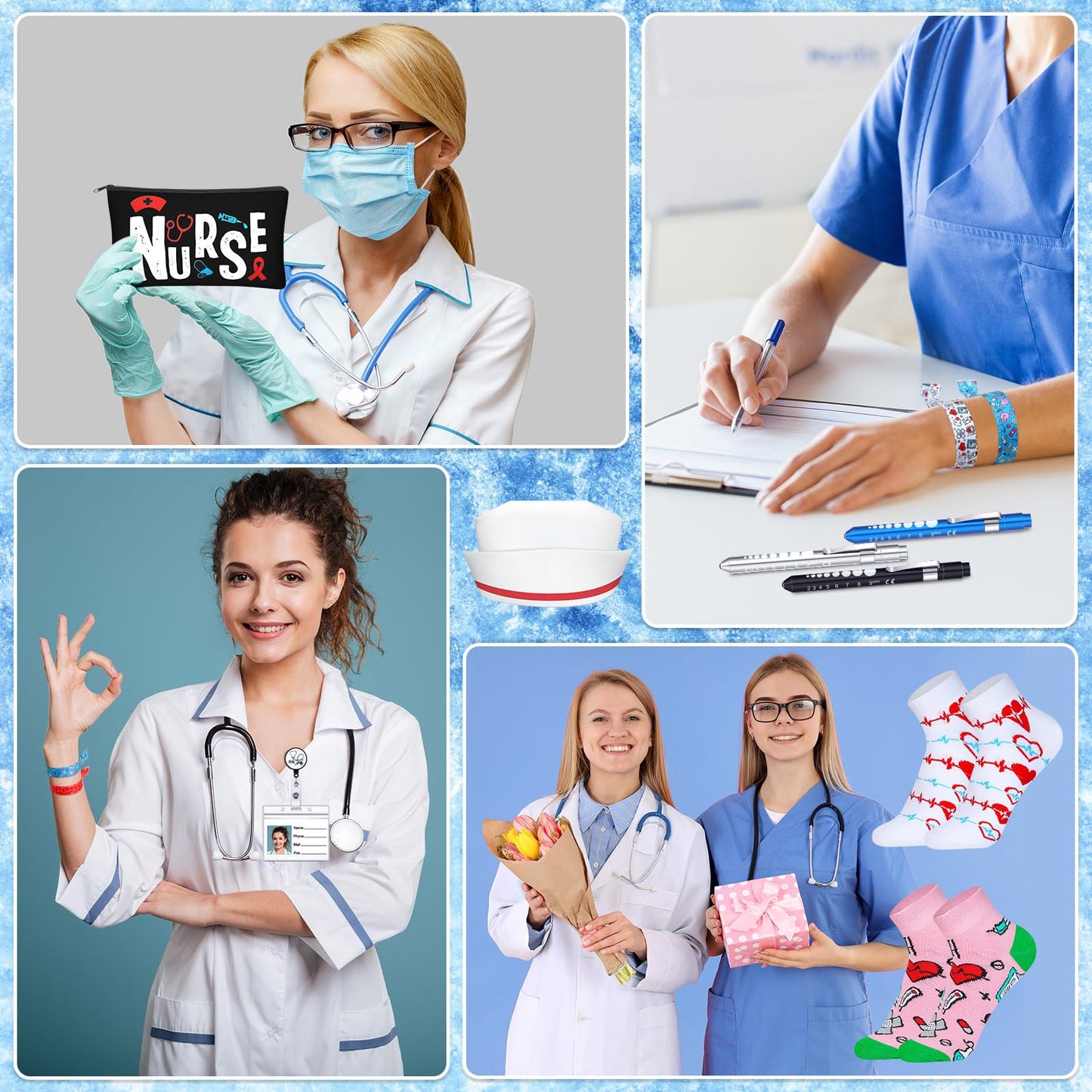 72 Pcs Nurse Week Gifts Bulk 2026,Nurses Appreciation Gift Set for Women Socks Makeup Bag Penlight Badge Reels Headband Bracelet Hair Rope for Graduation Gratitude Employees Doctor Hospital Staff Team
