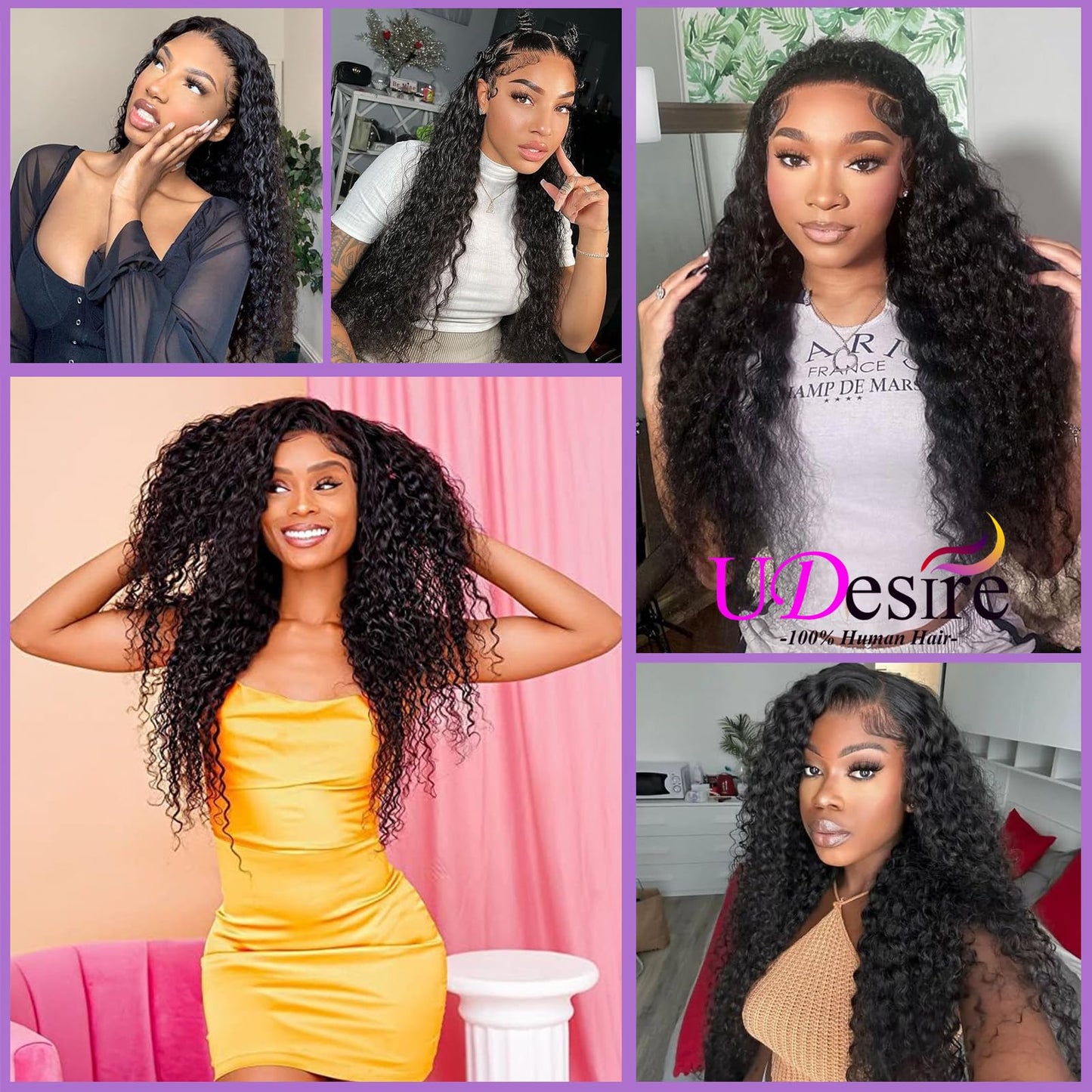 UDesire Water Wave Human Hair Bundles 12A Human Hair Bundles 24 inch Wet and Wavy Hair Double Weft Burmese Curly Hair Extensions for Women