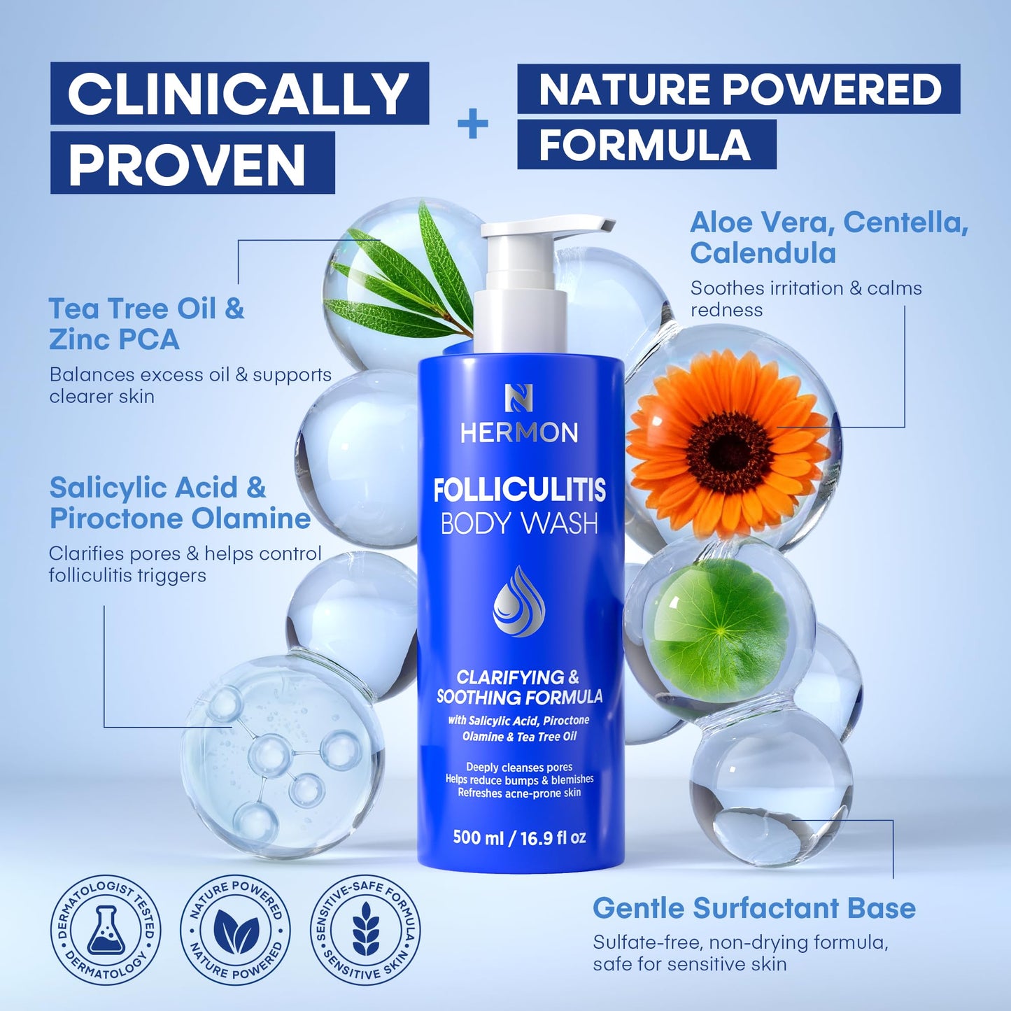 Hermon Folliculitis Body Wash with Tea Tree Oil