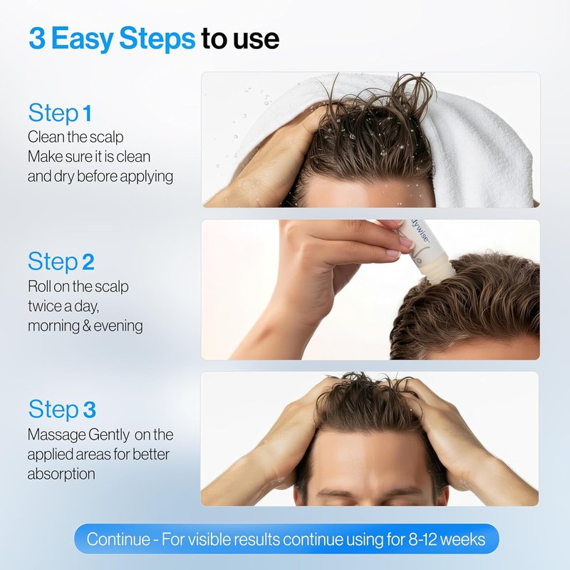 Rosemary Hair Growth Serum Roll-On - DHT-Blocking Scalp Treatment | 50 ml with 3% Rosemary, 3% Redensyl, 2% Anagain | Paraben/Sulfate-Free for Men & Women