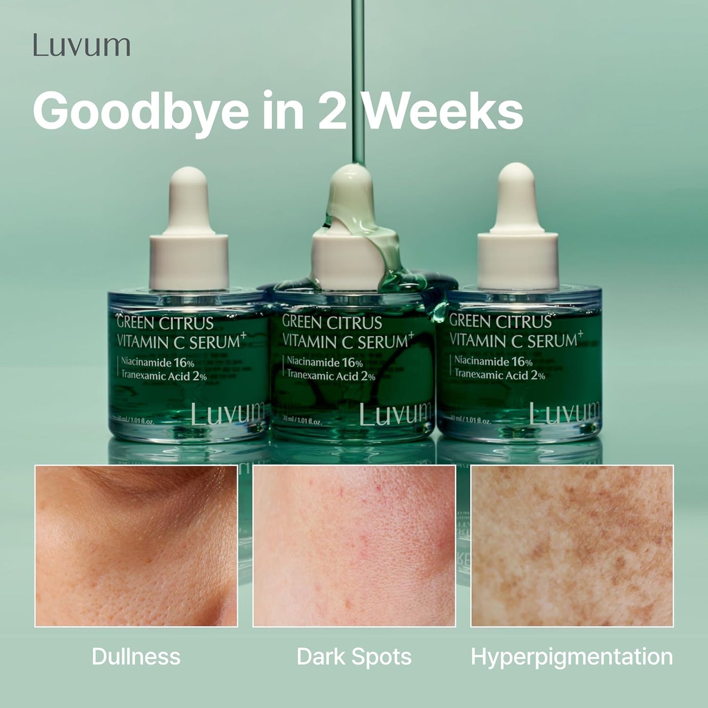 LUVUM Green Citrus Vitamin C Serum - 16% Niacinamide, 7x Vitamin C, 1.01 fl. oz