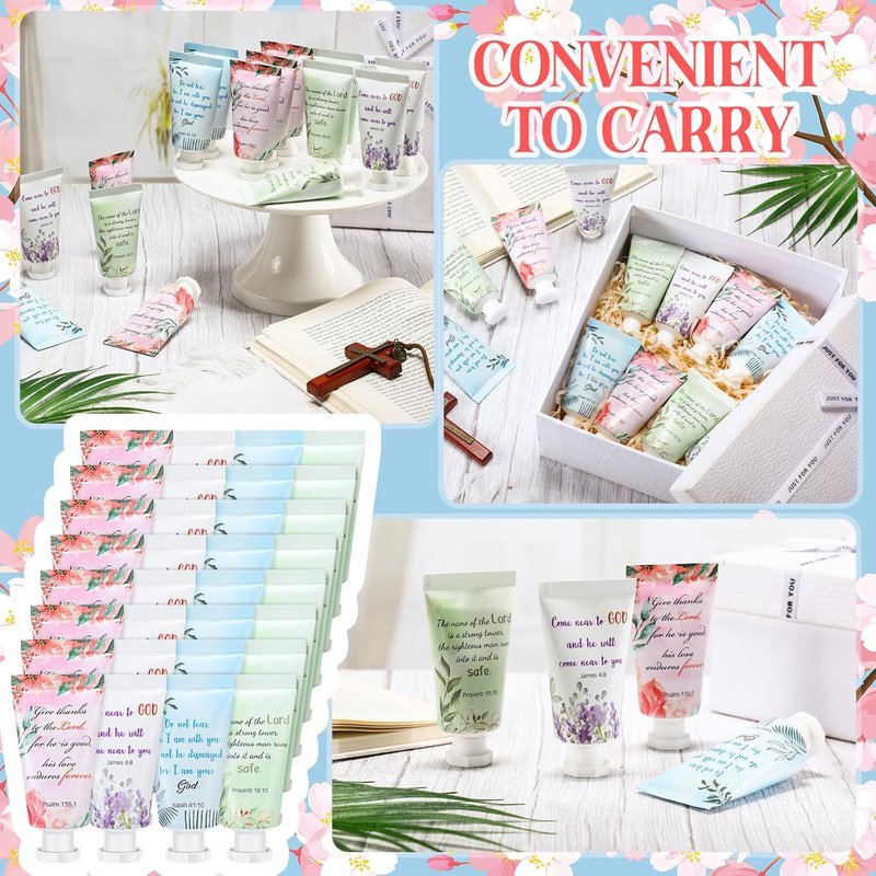Christian Hand Cream Set - 48 Pack Travel Lotion for Women | Bible Verse Gifts for Mother's Day, Weddings & Anniversaries